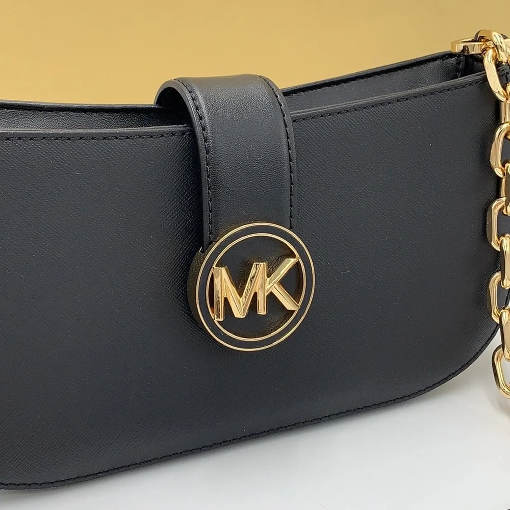 MICHAEL KORS Carmen Small Shoulder Pochette Bag Black NWT